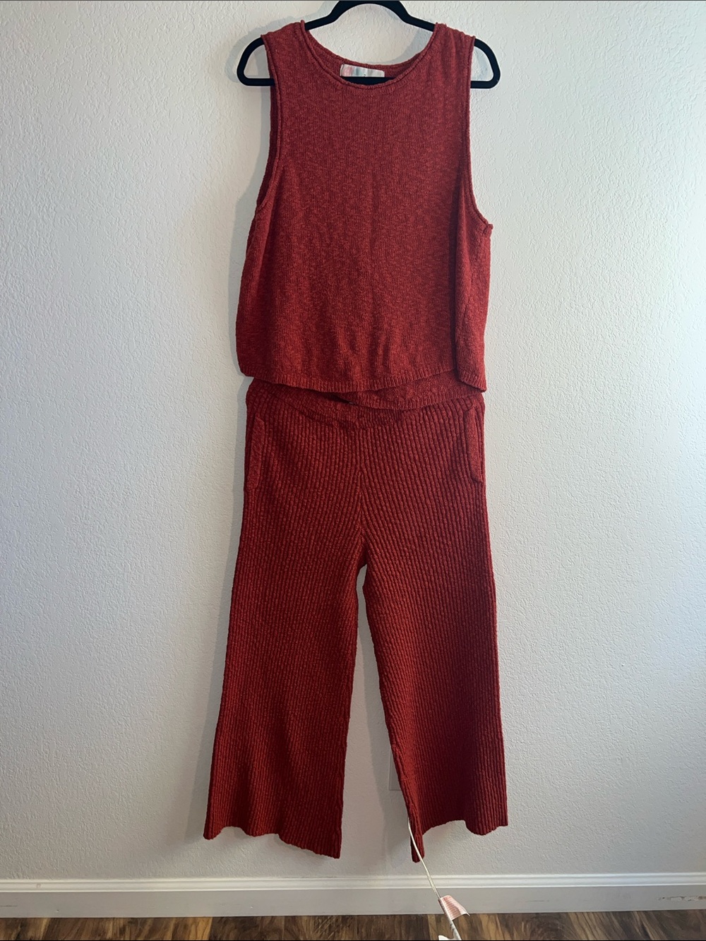FP Movement by Free People Ribbed Tank Wide-Leg Jumpsuit in Rust